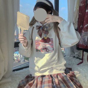 Black Bunny Hoodie Cute Sweatshirt Jacket Kawaii Lolita Christmas